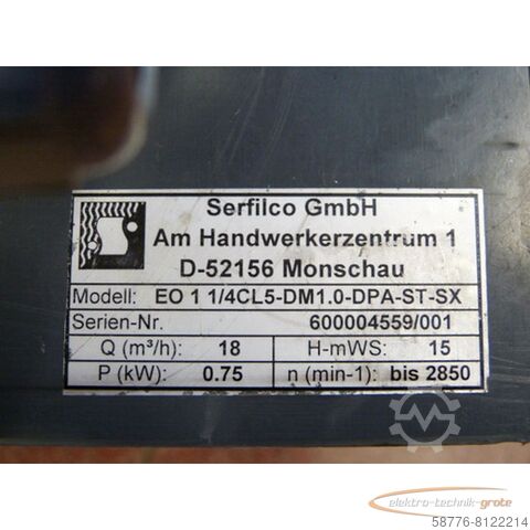 Control unit Serfilco EO 1 1/4CL5-DM1.0-DPA-ST-SX mit VEM K21R 80 K 2 DOD FDS-SR/5334 Motor