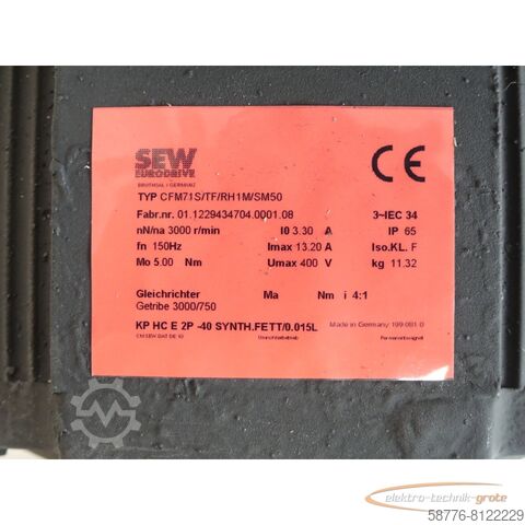 Control unit SEW-EURODRIVE CFM71S / TF / RH1M / SM50 SN:01.1229434704.0001.08 generalüberholt mit 12 Monaten Gewährleistung