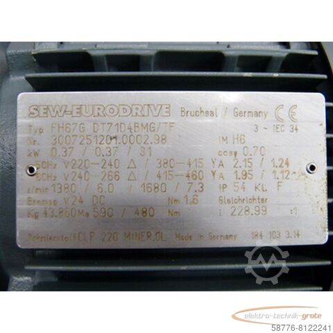 Control unit SEW Eurodrive FH67G DT71D4BMG/TF Getriebemotor