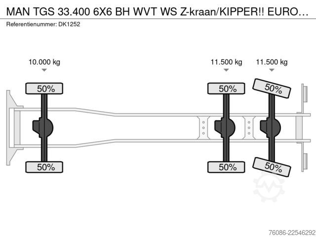 Tipper with crane MAN TGS 33.400 6X6 BH WVT WS Z-kraan/KIPPER!! EURO 6!!