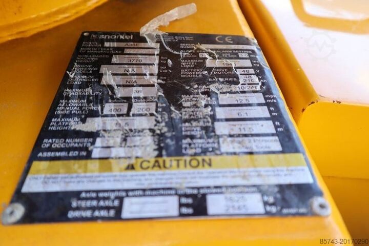 Gelenkteleskoparbeitsbühne Snorkel A38E Electric, 13.5m Working Height, 6.1m Reach, 2