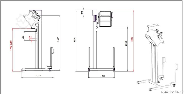 Mobile Beschickung für 200L Normwagen Barsso mobiele lift voor 200L normwagens