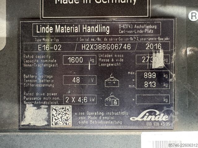 E 16 - 386 / 02 Evo * ATEX-EX * PYROBAN 3G / Zone 2 * Triplex-Freihubmast !! LINDE E 16 - 386 / 02 Evo * Atex EX * PYROBAN 3G / Z2 * Triplex FFL !!