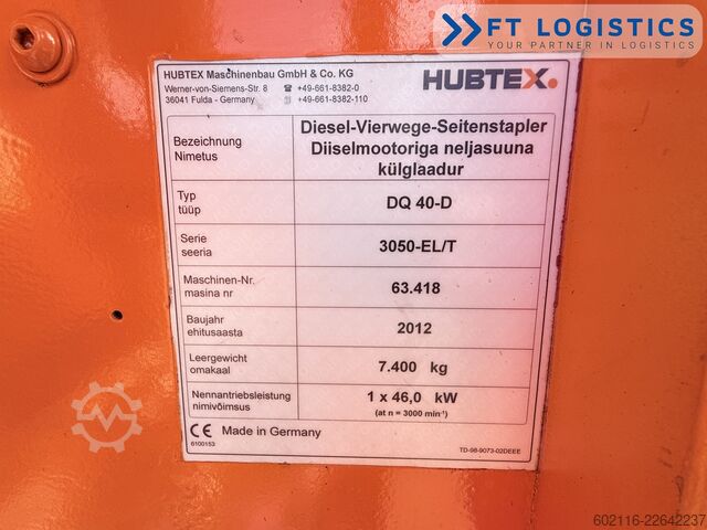 Vierwegestapler Hubtex DQ40D DIESEL TRIPLEX 6500 FREE-LIFT TOP1