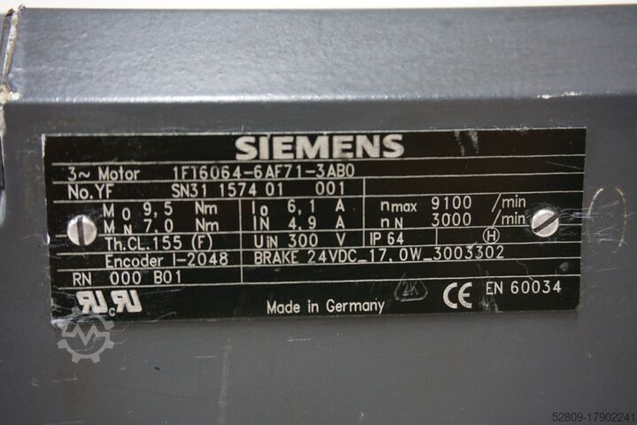 Elektromotor Siemens Servo Motor Antrieb Drive 1FT6064-6AF71-3AB0