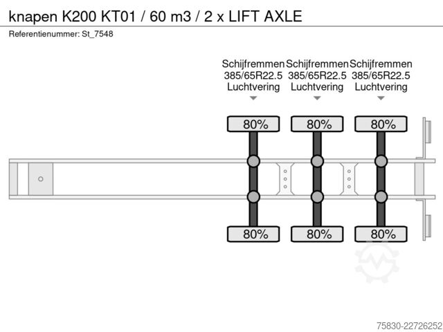 Schubboden knapen K200 KT01 / 60 m3 / 2 x LIFT AXLE