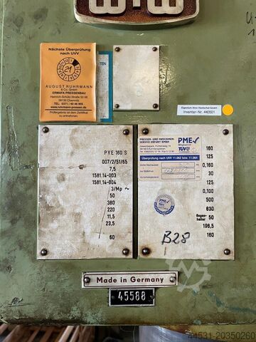 Hydraulic press WMW Zeulenroda PYE 160 S