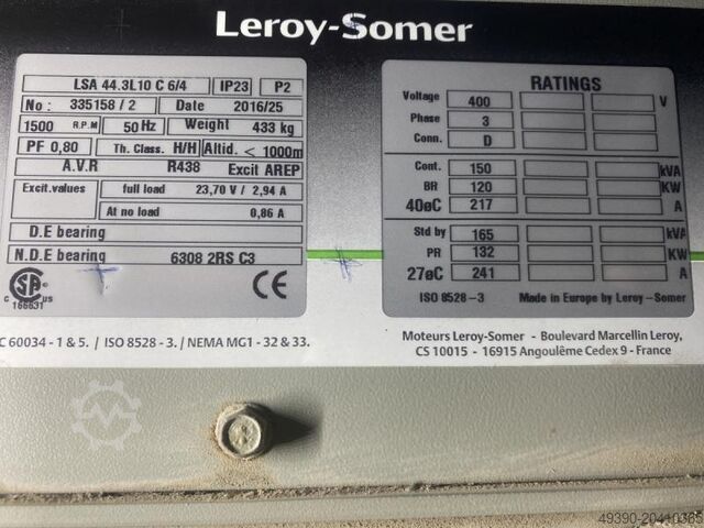 Diesel Stromaggregat, Stromerzeuger, Notstromaggregat - Einspritzdüsen fehlen, Stromgenerator EUROPOWER + VOLVO PENTA EPUS 150 TDE-3A