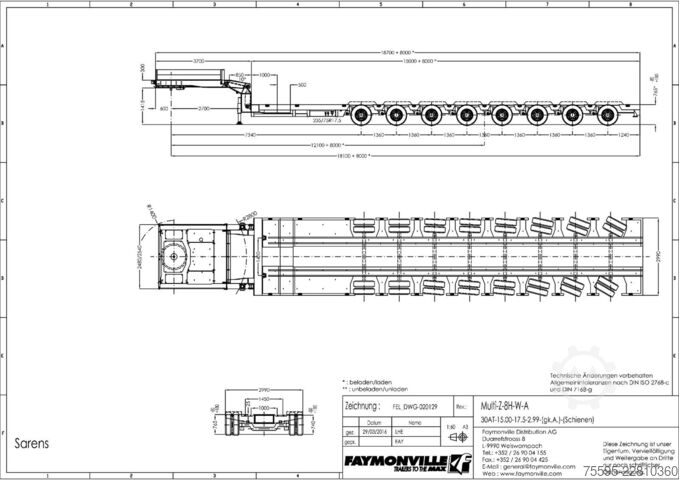 Tieflader-Sattelauflieger FAYMONVILLE Multi-Z-8H-W-A-30AT-15.00-17.5-2.99-gk.A-Schien