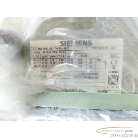 Control unit Siemens 1PH7107-7NF03-0BC0 SN: YFCO37401101001 --