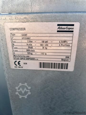Screw compressor Atlas Copco GA26 Plus