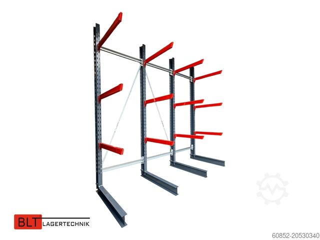 Kragarmregal Schwerlastregal Langgutrega ca. 4 lfm. Kragarmregal H: 400cm ,Fuß +3 650 kg Belastung pro Arm , Langgutregal