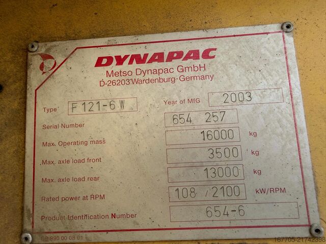 Wheeled asphalt paver Dynapac F121-6W