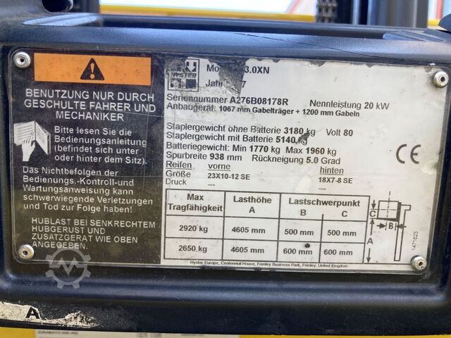 Electric 4-wheel forklift Hyster J 3.0 XN