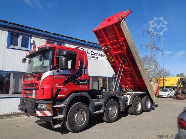 Three-sided tipper truck SCANIA G 440 BB 8x4 Meiller Bordmatik AHK Retarderr