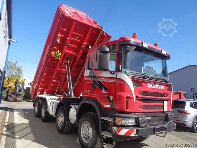 Three-sided tipper truck SCANIA G 440 BB 8x4 Meiller Bordmatik AHK Retarderr