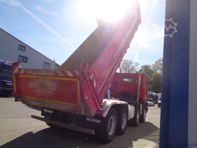 Three-sided tipper truck SCANIA G 440 BB 8x4 Meiller Bordmatik AHK Retarderr