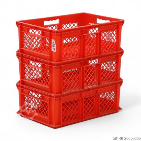 Used Euronorm stacking bins walls + floor perforated, L: 600, W: 400, H: 220 (mm). 41ltr, Kruizinga 98-570GB-PAL