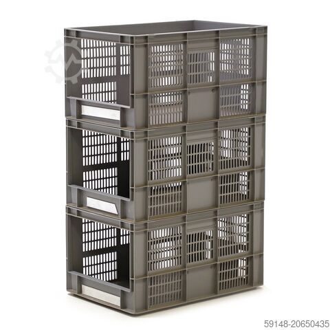 Gebrauchte Eurobehälter mit Grifföffnung, L: 600, B: 400, H: 320 (mm). 60ltr, L: 600, B: Kruizinga 98-7608GB-PAL