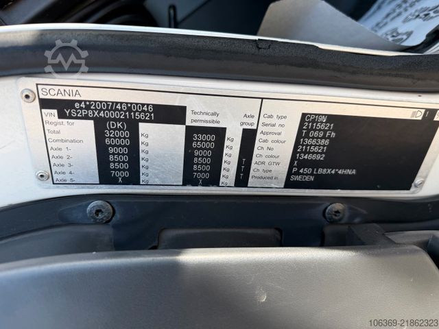 Vacuum tank truck SCANIA P450 8x4*4 Hvidtved Larsen FlexLine 412 PED