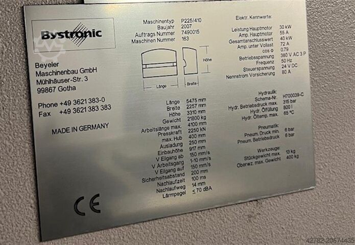 Abkantpresse - hydraulisch BYSTRONIC P225/410
