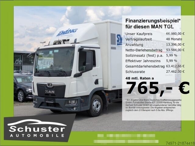 Box truck MAN TGL 7.190 4x2 BB Koffer+LBW*Tempom Klima Bluetoo