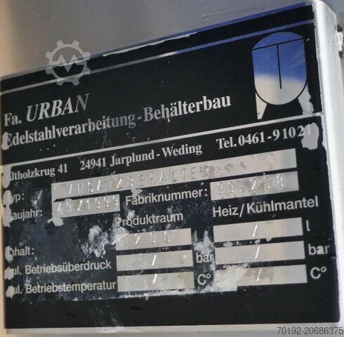 200 Liter Rührwerksbehälter aus V4A mit Propellerrührwerk URBAN B0084