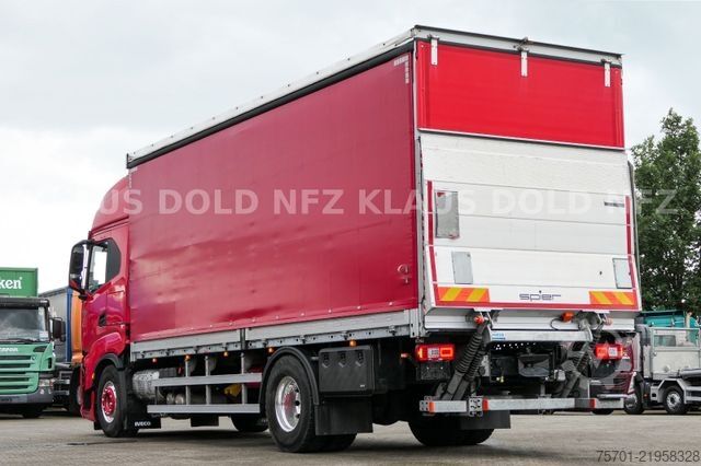 Flatbed truck with tarp IVECO 190S46 S-Way Pritsche Plane Retarder LBW Euro 6