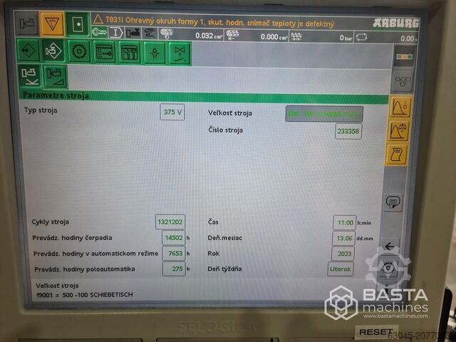 Vertikale Spritzgießmaschine Arburg 375 V 500 – 100 Schiebetisch (2015, nur 19.718 Betriebsstunden) Arburg 375 V 500 - 100 Schiebetisch