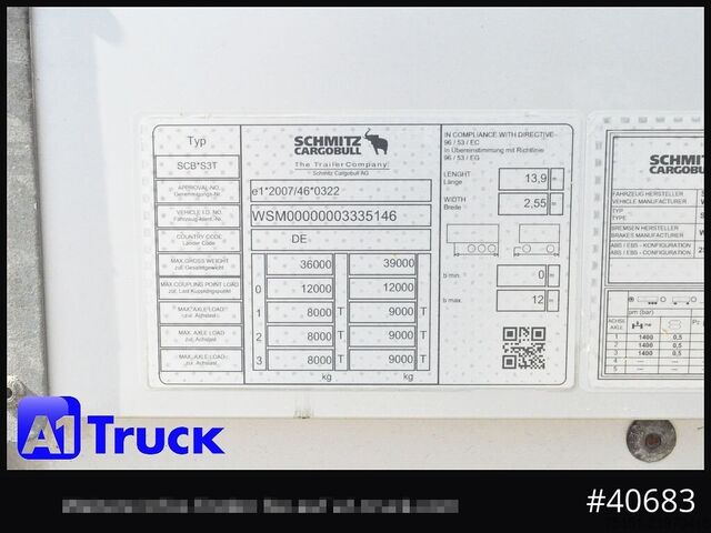 Open semitrailer with tarp SCHMITZ SCB  24, Mega, Speed Curtain, VDI 2700, TÜV 10/2026
