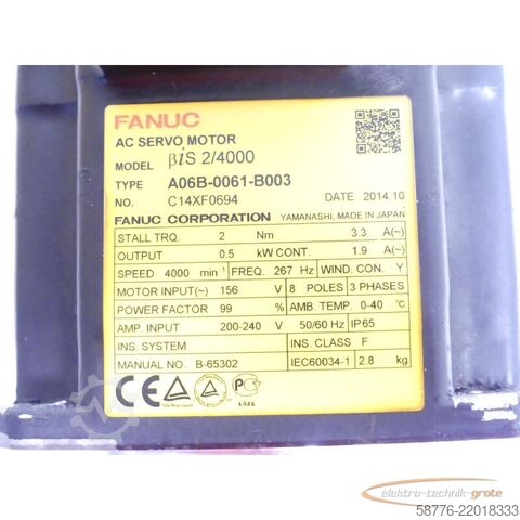 Control unit Fanuc A06B-0061-B003 Servo Motor SN C14XF0694 mit Pulsecoder
