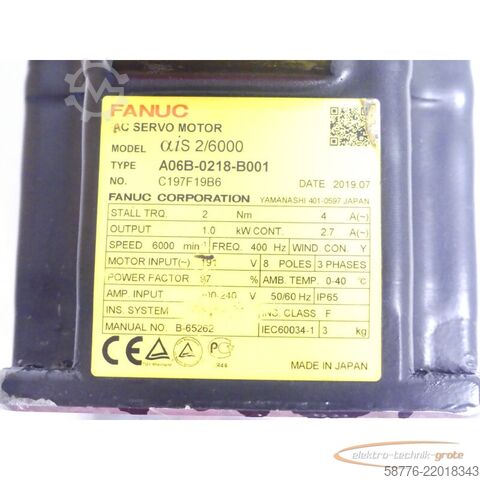 Control unit Fanuc A06B-0218-B001 Servo Motor SN C197F19B6 + Pulsecoder A860-2005-T301