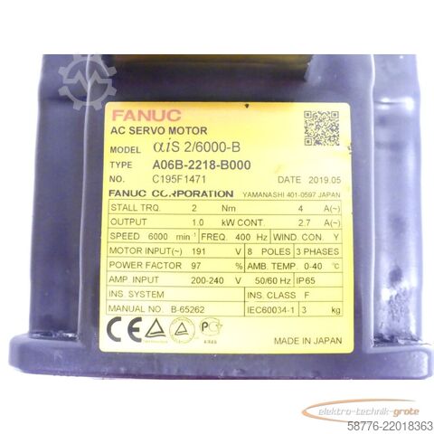 Control unit Fanuc A06B-2218-B000 Servo Motor SN C195F1471 + Pulsecoder A860-2050-T321