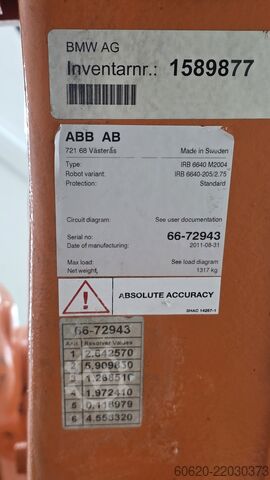 Industrial robot ABB IRB 6640-205/2.75 ABB IRB 6640-205/2.75