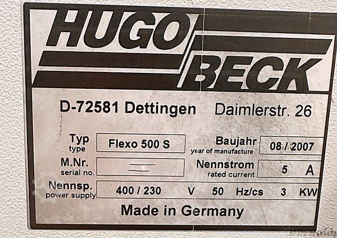 Bag Forming, Filling and Sealing Machine Hugo Beck Flexo 500 S