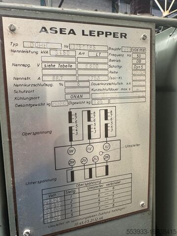Transformer AseaLepper 3150kVA Öl 20,5/6,6 kV, Dyn5 DOHH