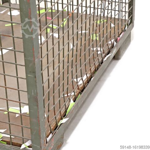 Used Mesh container fixed construction fixed construction stackable 1 flap at 1 long side, Kruizinga 98-6588GB