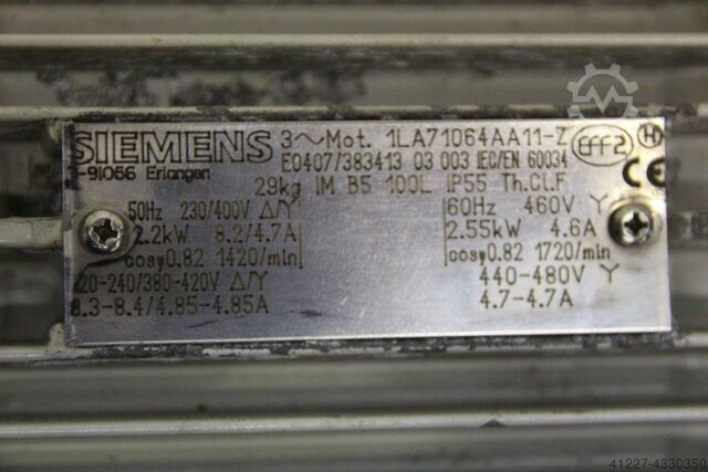 Electric motor 2.2 kW 1420 rpm with external fan Siemens 1LA71064AA11-Z