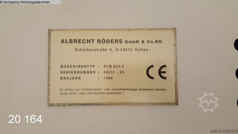 Bearbeitungszentrum - Vertikal RÖDERS  (HSC) RFM 600/2