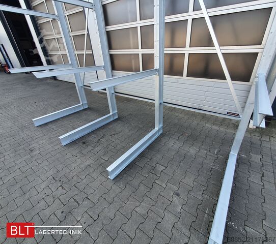 Kragarmregal ca. 4,02 lfm. Kragarmregal  H:400cm T: 137 cm , 500 kg/Arm , 4 Lagerebenen