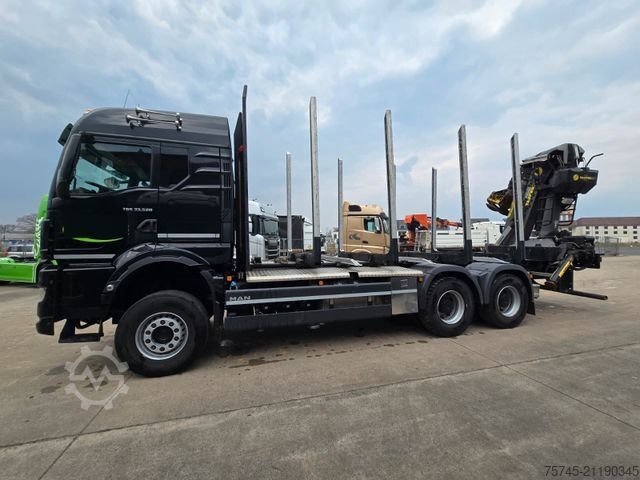 Logging truck MAN TGS 33.520*TAJFUN HOLZLADEKRAN-FUNK*STAHLSCHEMEL