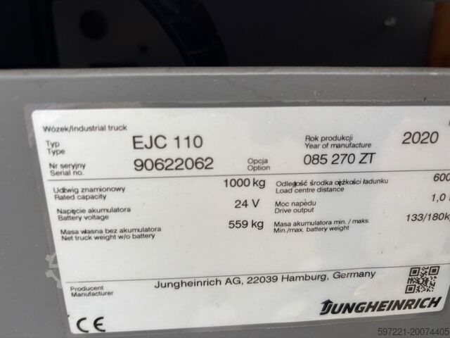Pallet Stackers Jungheinrich EJC 110 Lithium RES//LS//BIS 20.10.25 - nur 129 Stunden EinbauladegerÀt