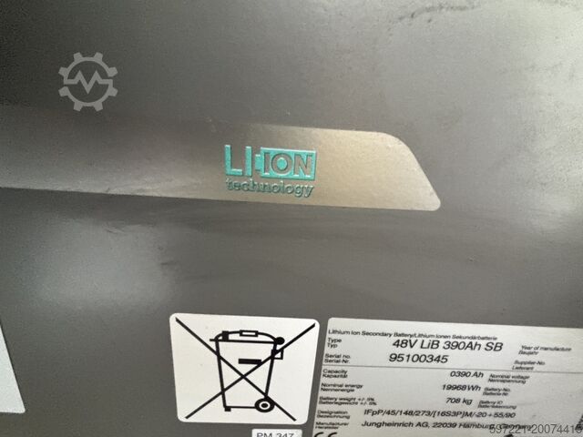 Electric - 3 wheels Jungheinrich EFG 213 Lithium ZVG+ Seitenschieber und Vorschubgabel