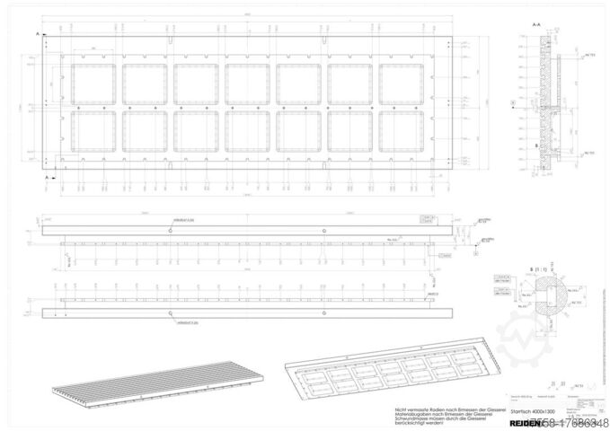 Bolster plate - Plate field REIDEN AP 4000x1300 - geschliffene Stahlplatte