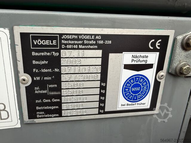 Wheeled asphalt paver Vögele Super 1203 Radfertiger