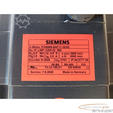 Control unit Siemens 1FK6060-6AF71-1EG0 SN:YFLN87328502005 generalüberholt mit 12 Monaten Gewährleistung-
