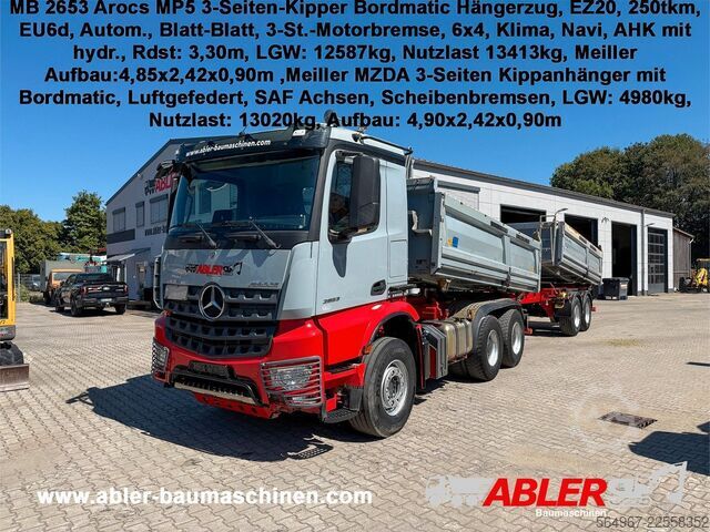 Three-sided tipper truck MERCEDES-BENZ 2653 3.S.K Meiller Kippanhänger