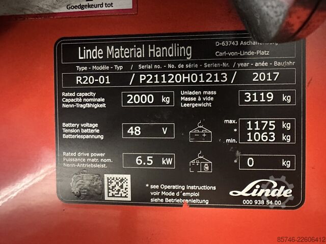R 20 - * Atex EX * Mitrex 3G / Z2 * Triplex FFL * NEW battery !! LINDE R 20 -  * Atex EX * Mitrex 3G / Z2 * Triplex FFL * NEW battery !!