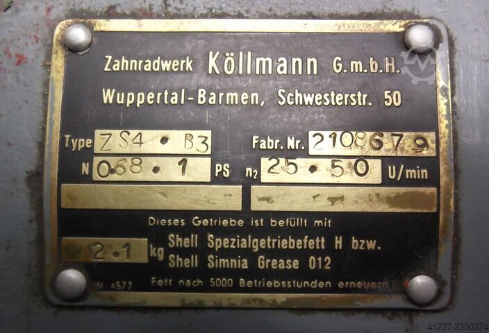 Gear motor 0.55 / 0.75 kW 25/50 rpm Köllmann ZS4-B3