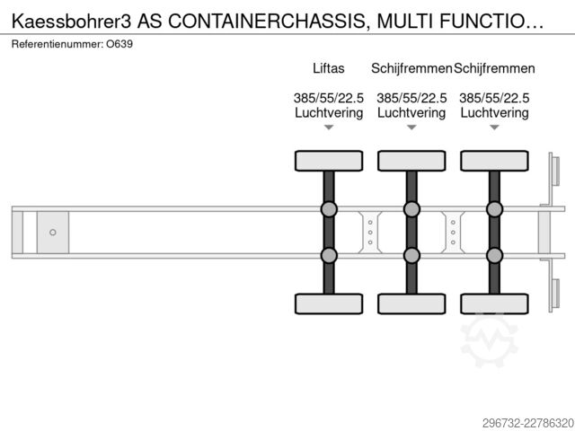 Container transportation Kässbohrer 3 AS CONTAINERCHASSIS, MULTI FUNCTIONAL ALL CON...